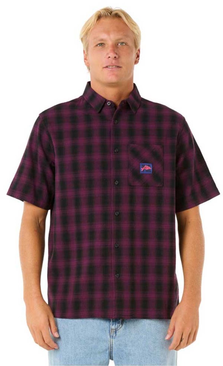 Rip Curl Raw Energy Plaid Overhemd Met Korte Mouwen L Man Deep Plum