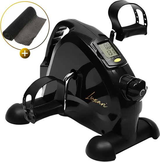 Luxari - Stoelfiets Pro - Verstelbare weerstand - Inclusief grip mat - Handgreep - Display - Hometrainer - Deskbike - Beentrainer – Armtrainer - Fietstrainer - Bewegingstrainer