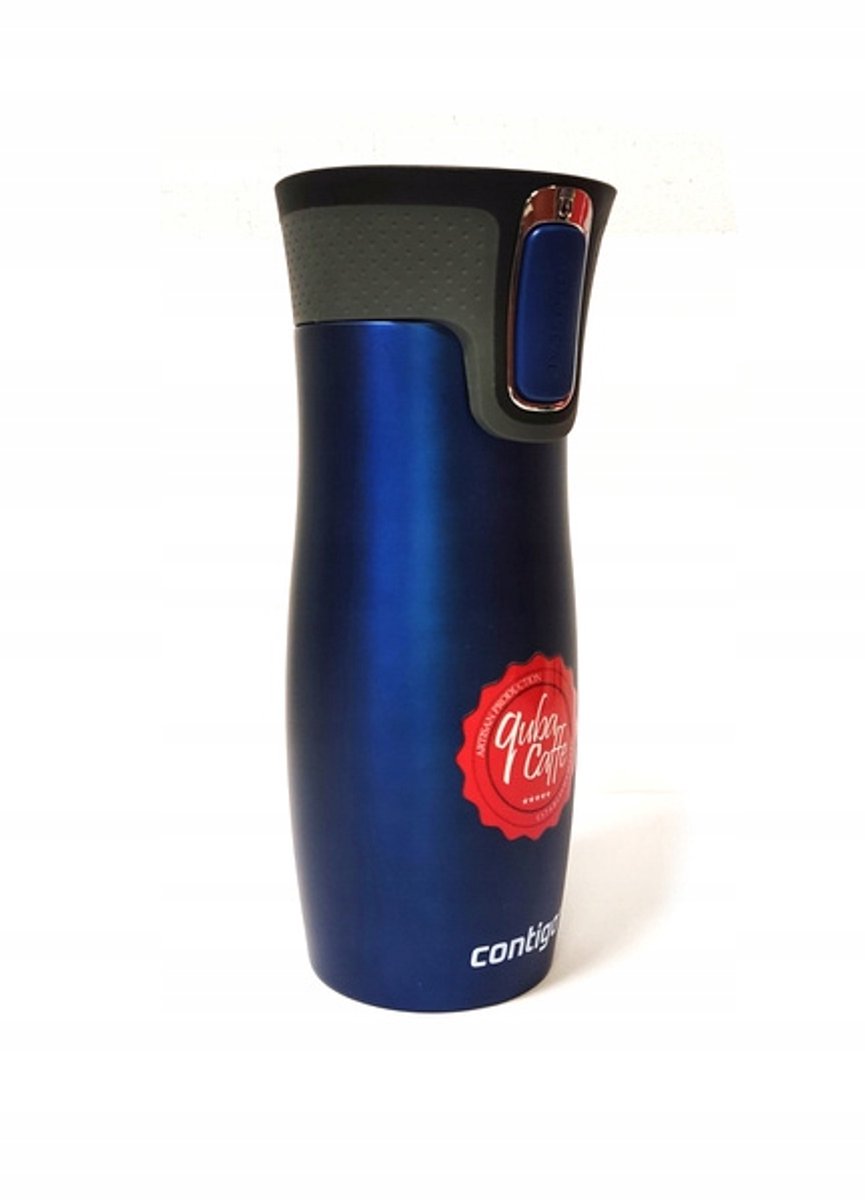 Contigo West Loop Thermosbeker 470ml - Blauw Mat met Quba Caffe Print