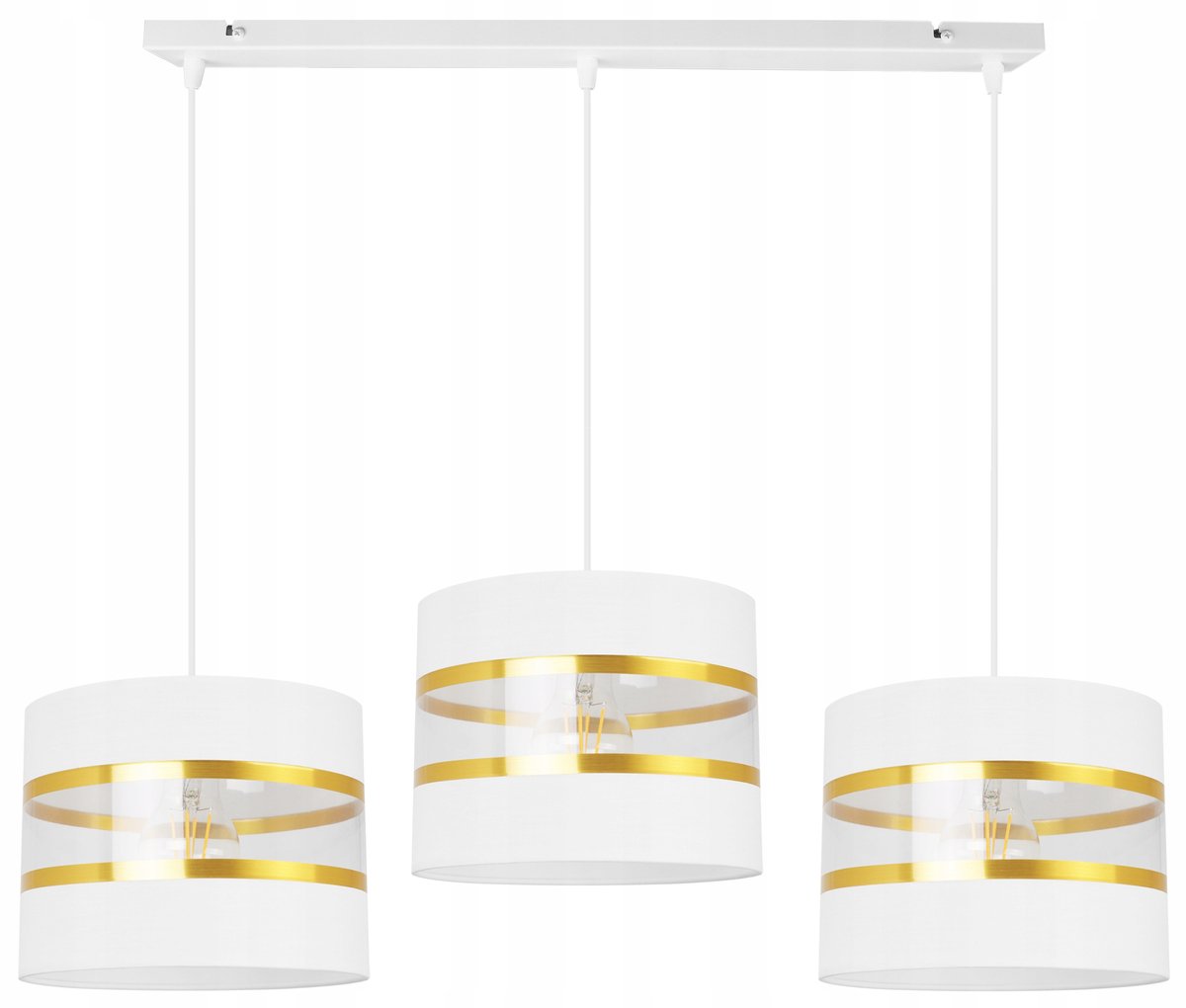 Driemaal Glamour Hanglamp Wit-Goud Stoffen Kap