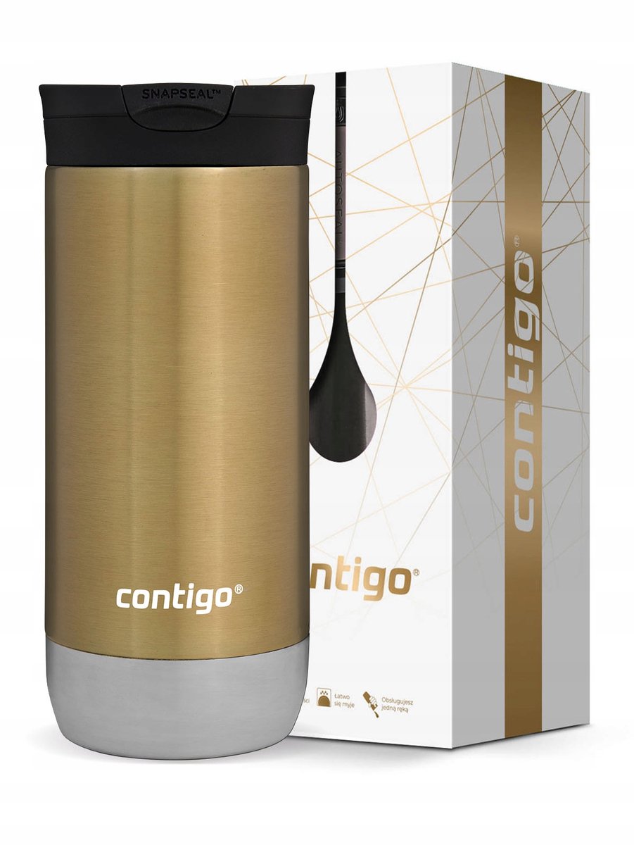 Contigo Huron 2.0 Thermobeker Goud 470ml - Lekvrij & Luxe Cadeaubox