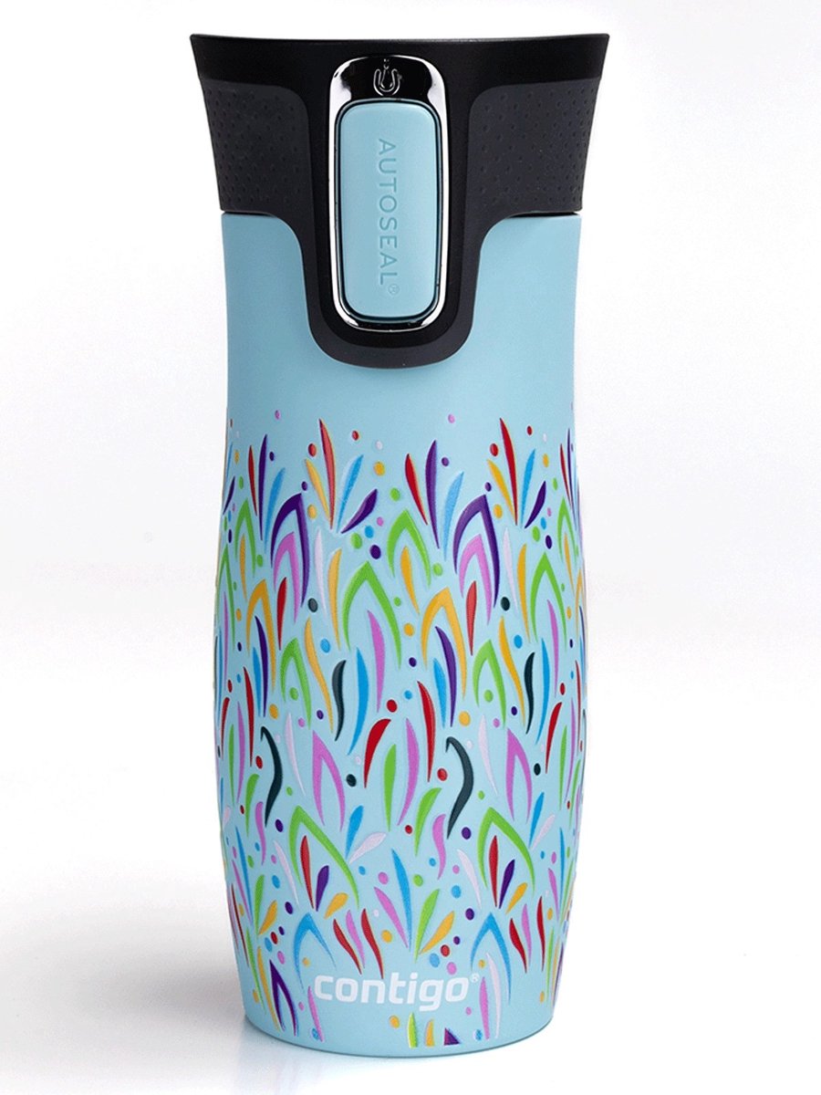 Contigo West Loop 2.0 Thermosbeker 470ml - Mat Blauw - Bloemenprint