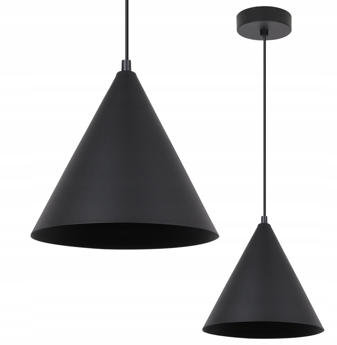 Zwarte Loft Hanglamp met Kegelformiede Kap (25cm, E27)