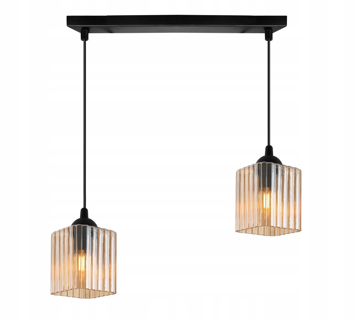 Dubbele Glazen Hanglamp Mielkleurig Glamour Zwart E27
