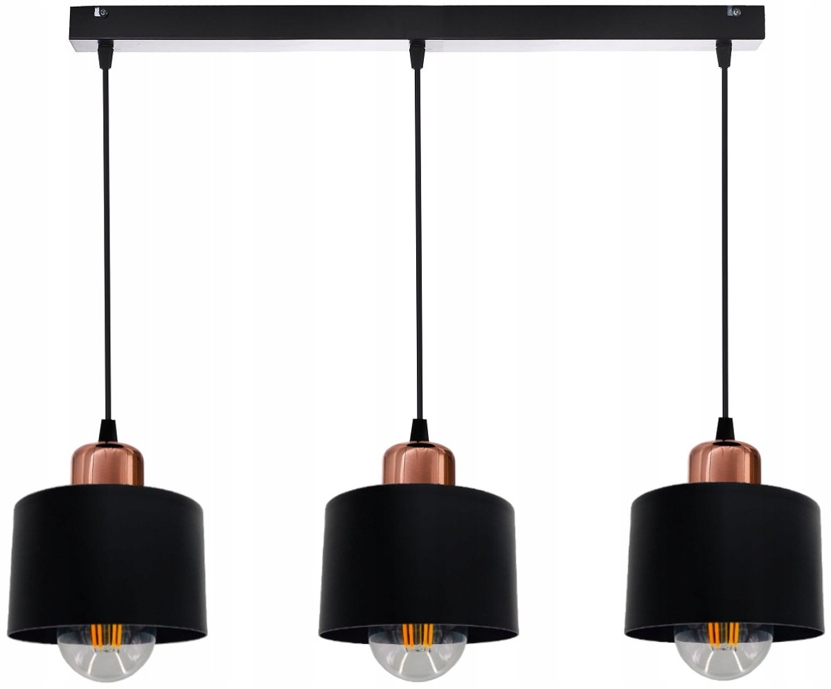 Moderne zwarte plafondlamp met Koperen accenten - Edison Stijl