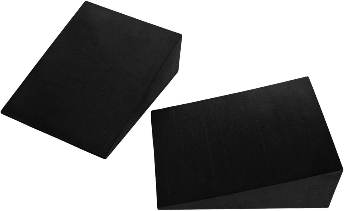 2 stuks - Yoga Foam Wedge - Schuin Yogablok - Kuitrekplank Schuin - Squat Wedge Schuin Blok - voor Oefeningen, Sport, Knieondersteuning, Rugondersteuning, Voetensteun - Zwart - 23×15×6 cm