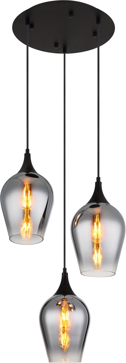 Globo - hanglamp - LAVUS - zwart - glas - Ø 45cm - E27 - 155520-3HRS
