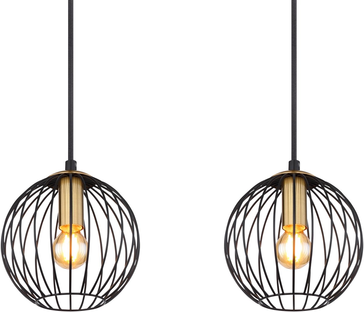 Globo - hanglamp - Eusebius - zwart - metaal - grote eettafellamp - E14 - 15589-4H