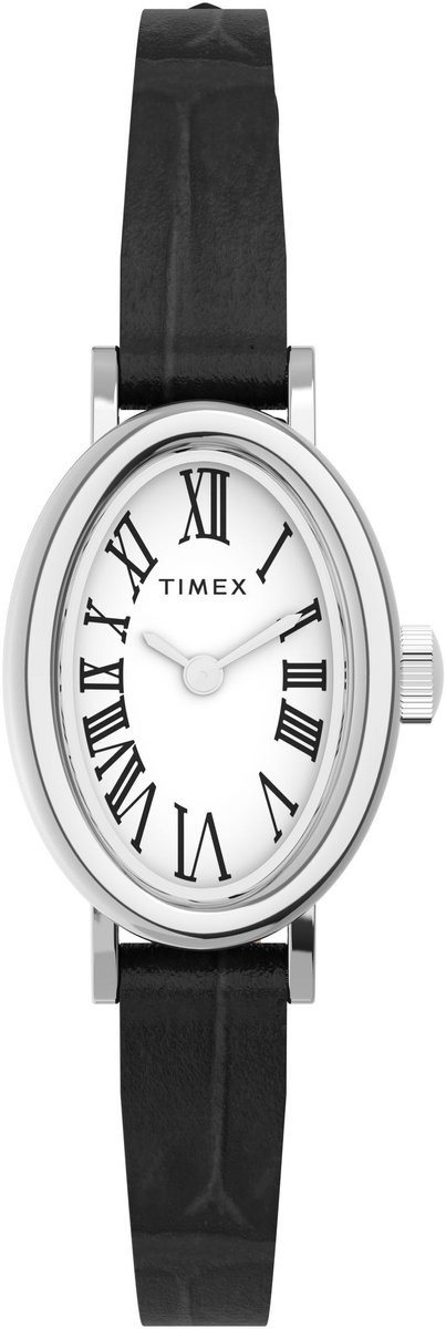 Timex Cavatina Kwarts Analoog Horloge Zwart Zilver Case: 100% Low Lead Brass | Armband: 100% Leather 19 mm TW2W78300AJ, TW2W78400AJ, TW2W78500AJ