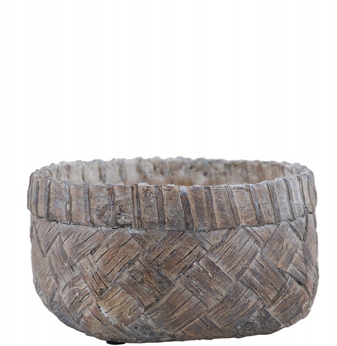 Grijs/Beige Cementen Mand Plantenbak 22x12cm