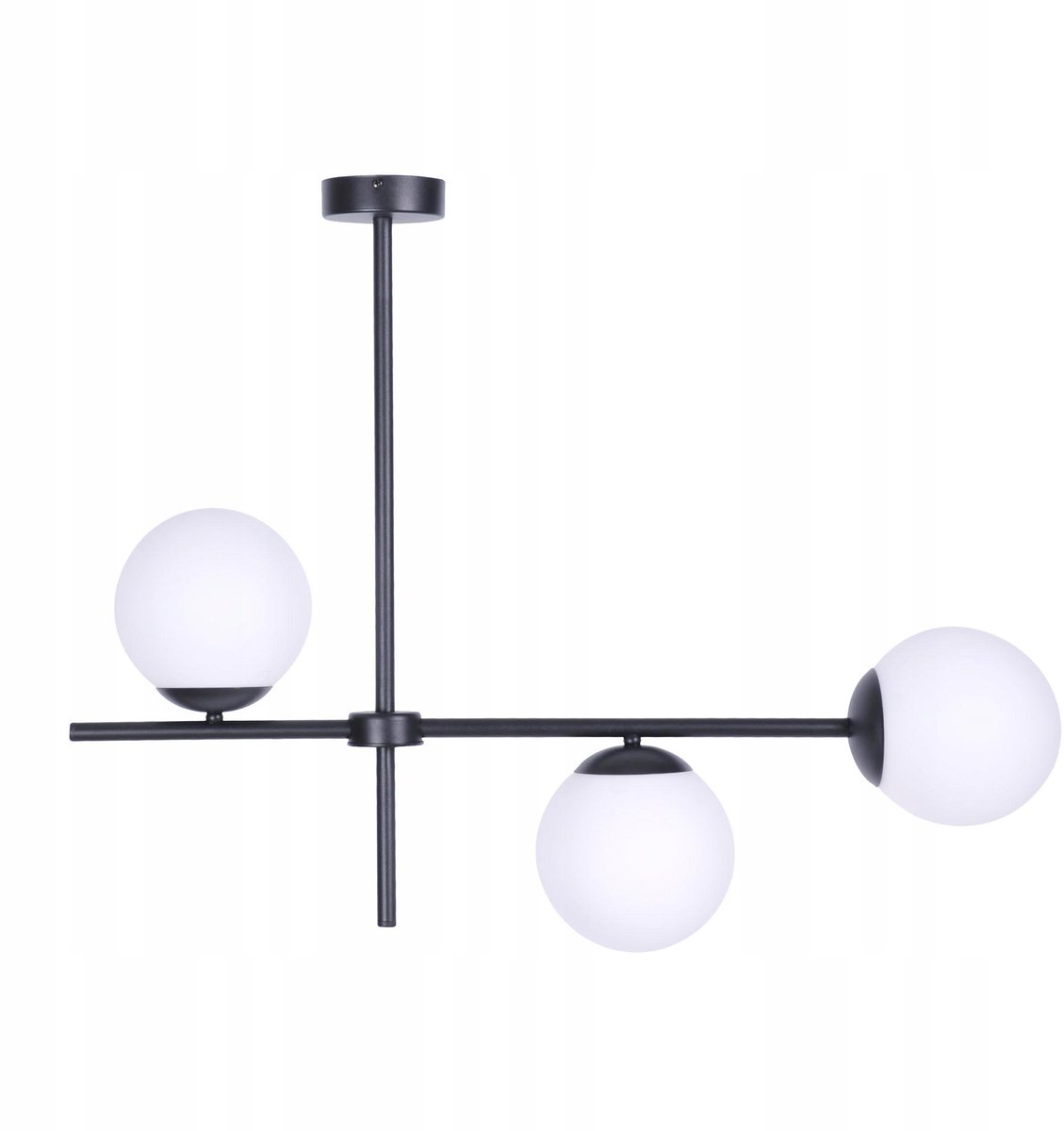 Moderne zwarte hanglamp met glazen kap voor woonkamer
