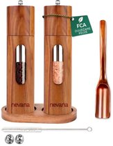 Nevana - Peper en Zoutmolen set - Pepermolen - Zoutmolen - Acaciahout - Instelbare maalgraad - Keukengerei - Koken