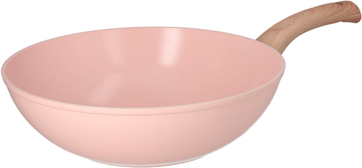Cook & Pan - Wokpan 30 cm - PFAS vrij - Inductie Keramisch - Non stick - 7 jaar garantie - Roze