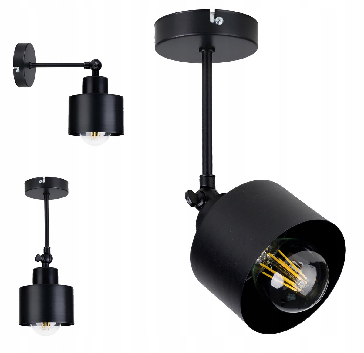 Hanglamp Kubek Loft Stijl - Zwart Metale E27