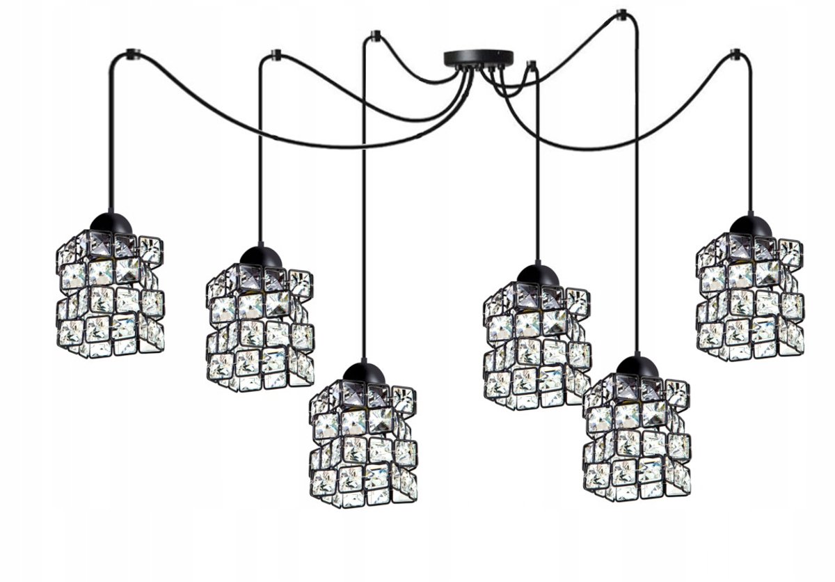 Hanglamp SPELL 200.6 Kristal Zwart E27 6x60W