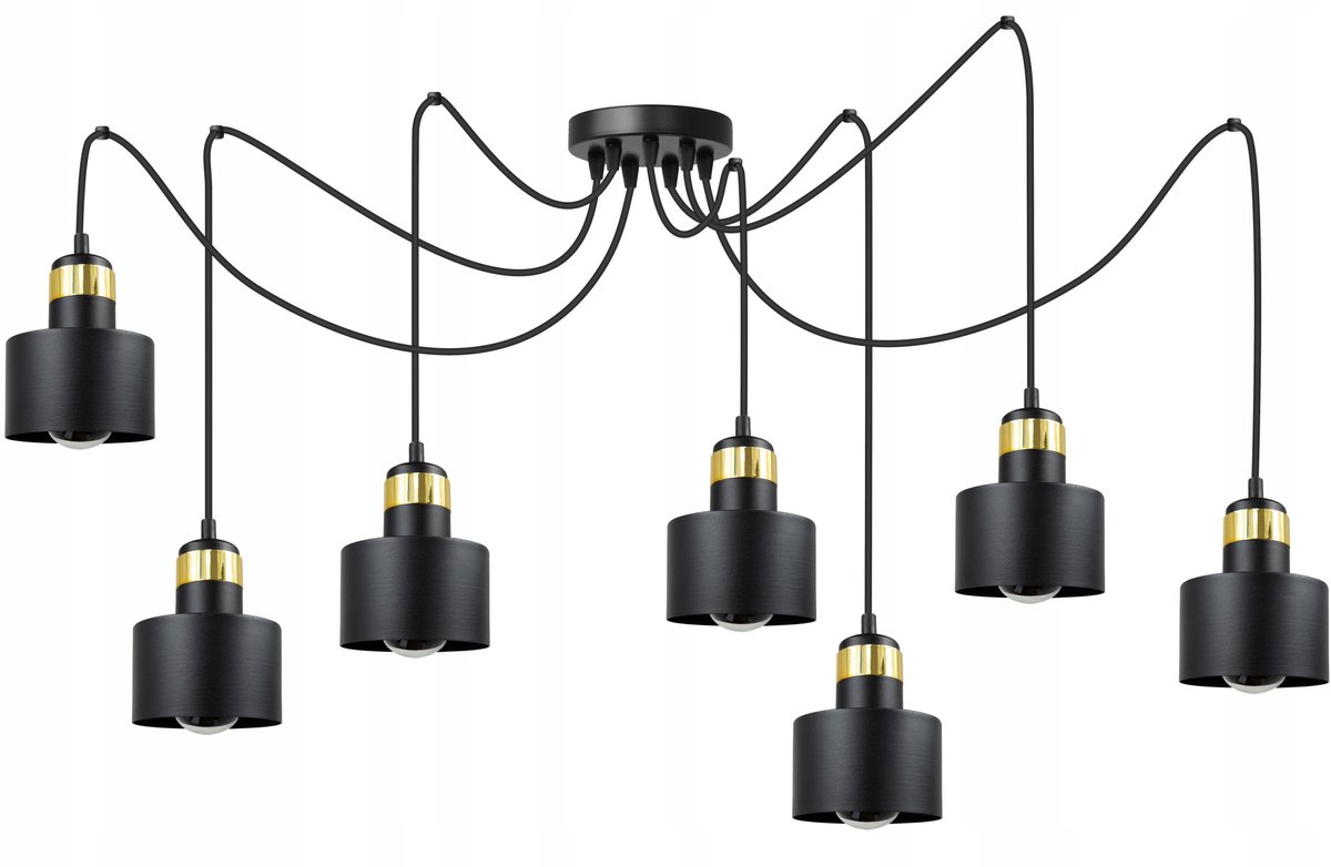 Moderne Hanglamp Porto 03-300.7P - Zwart/Goud, 7xE27