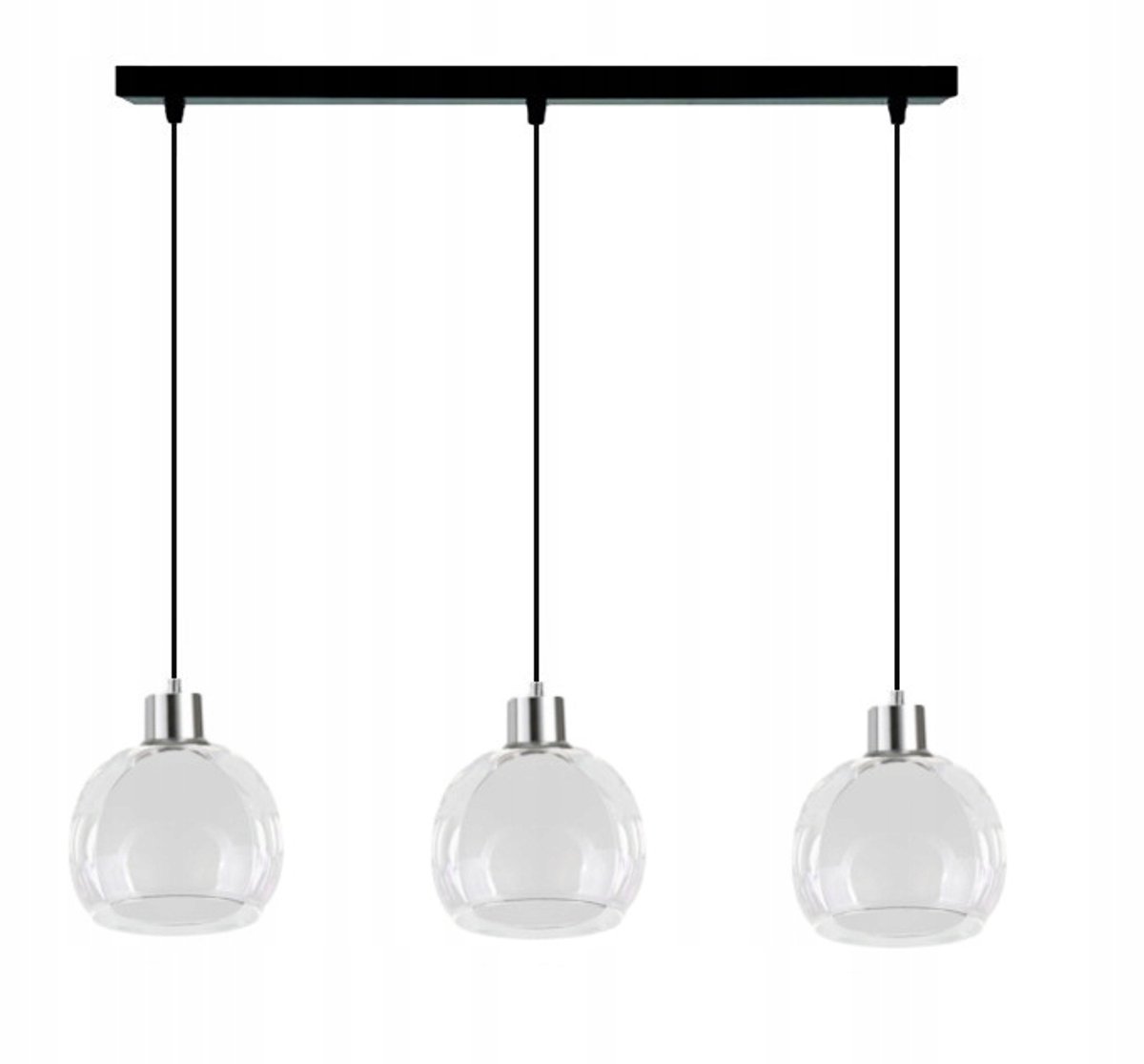 Moderne zwarte hanglamp DUO 7-202 met dubbele glazen kap, E27