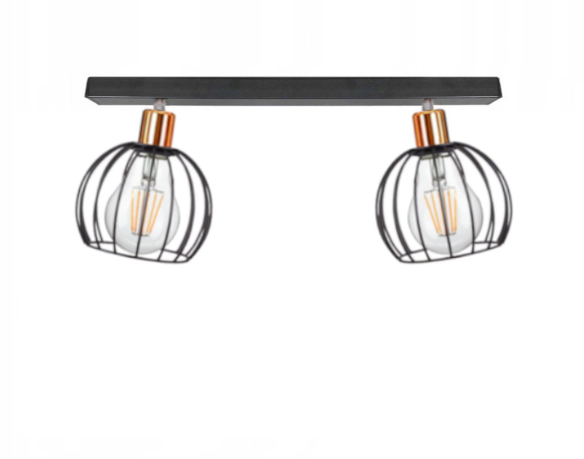 De Hanglamp Nordi Zwart/Koper E27 2x60W