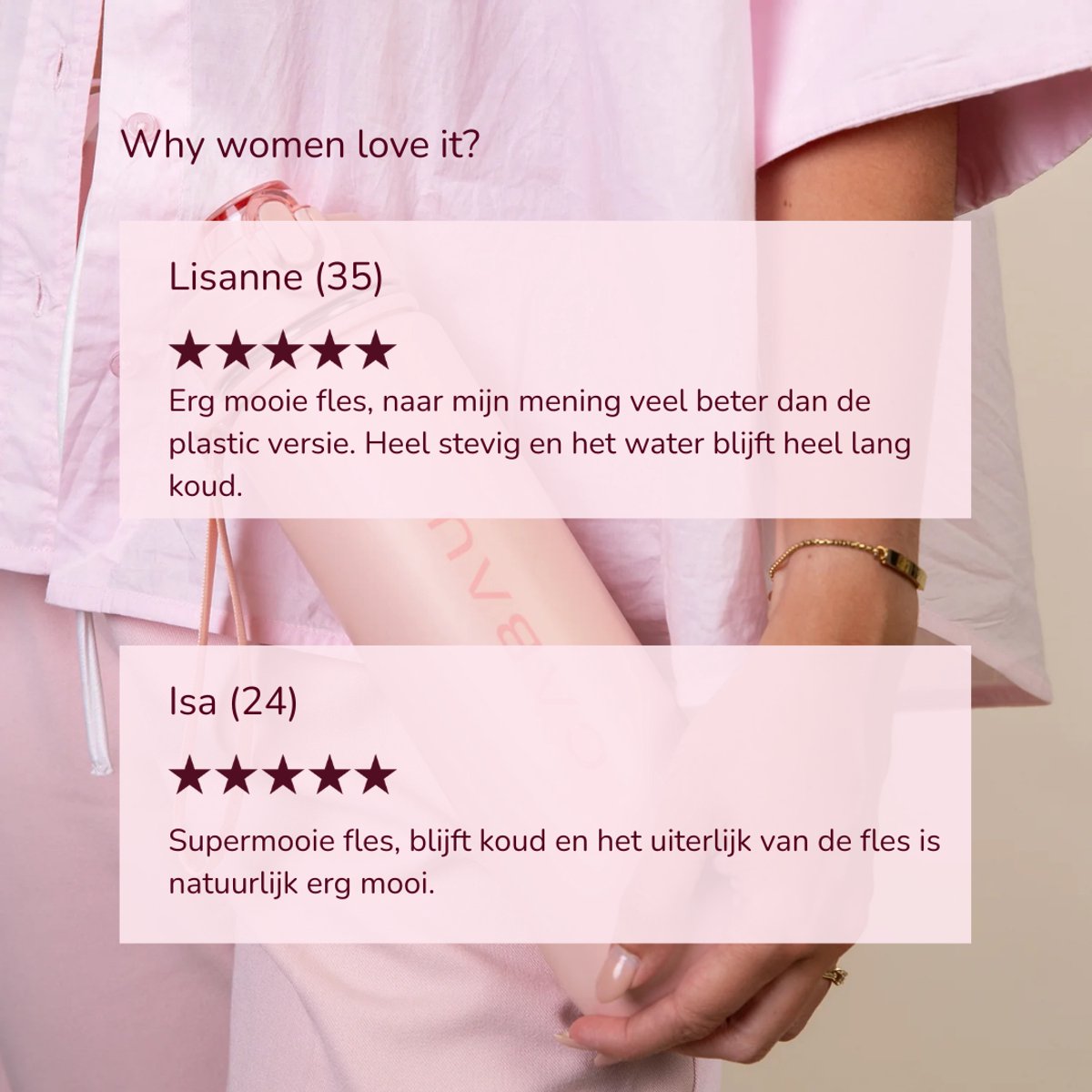 Cabau – Bloom Waterfles Staal – 870 ml – Pink – Roestvrijstalen Drinkfles met Rietje – BPA-vrij & Lekvrij – Thermosfles voor Sporten, Werk en Onderweg — cadeau in Sport & Outdoor - foto 6