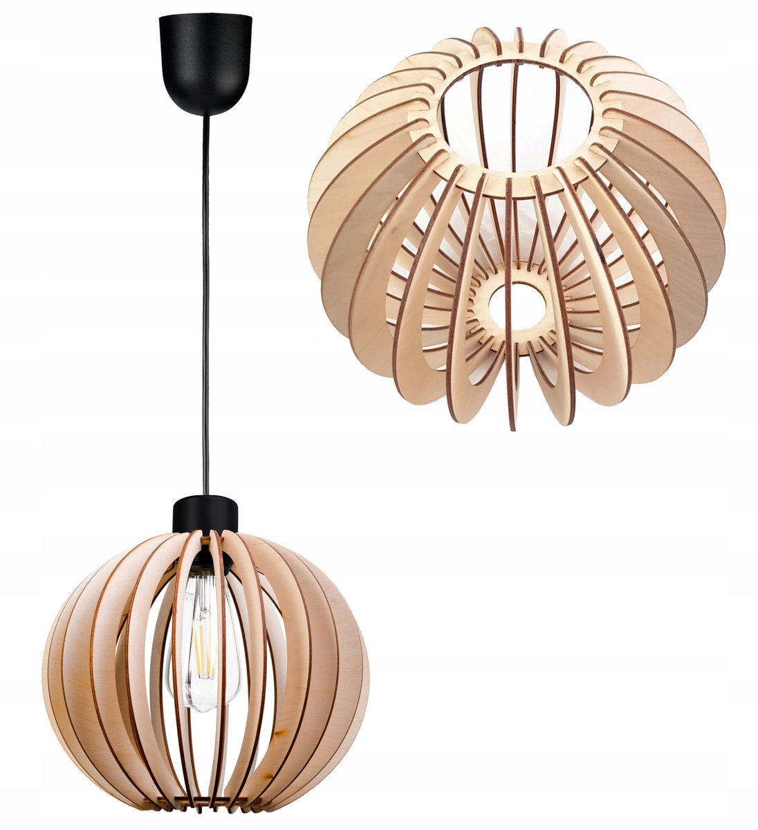 Houten Hanglamp Bol E27 Retro - Verstelbaar tot 70cm