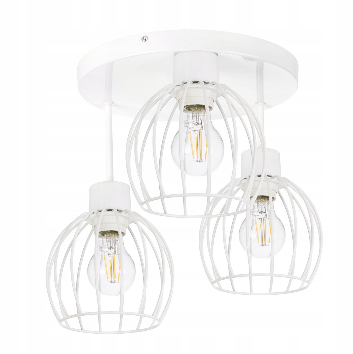 Hanglamp Draadbol 3xE27 Loft Stijl - Wit/Goud