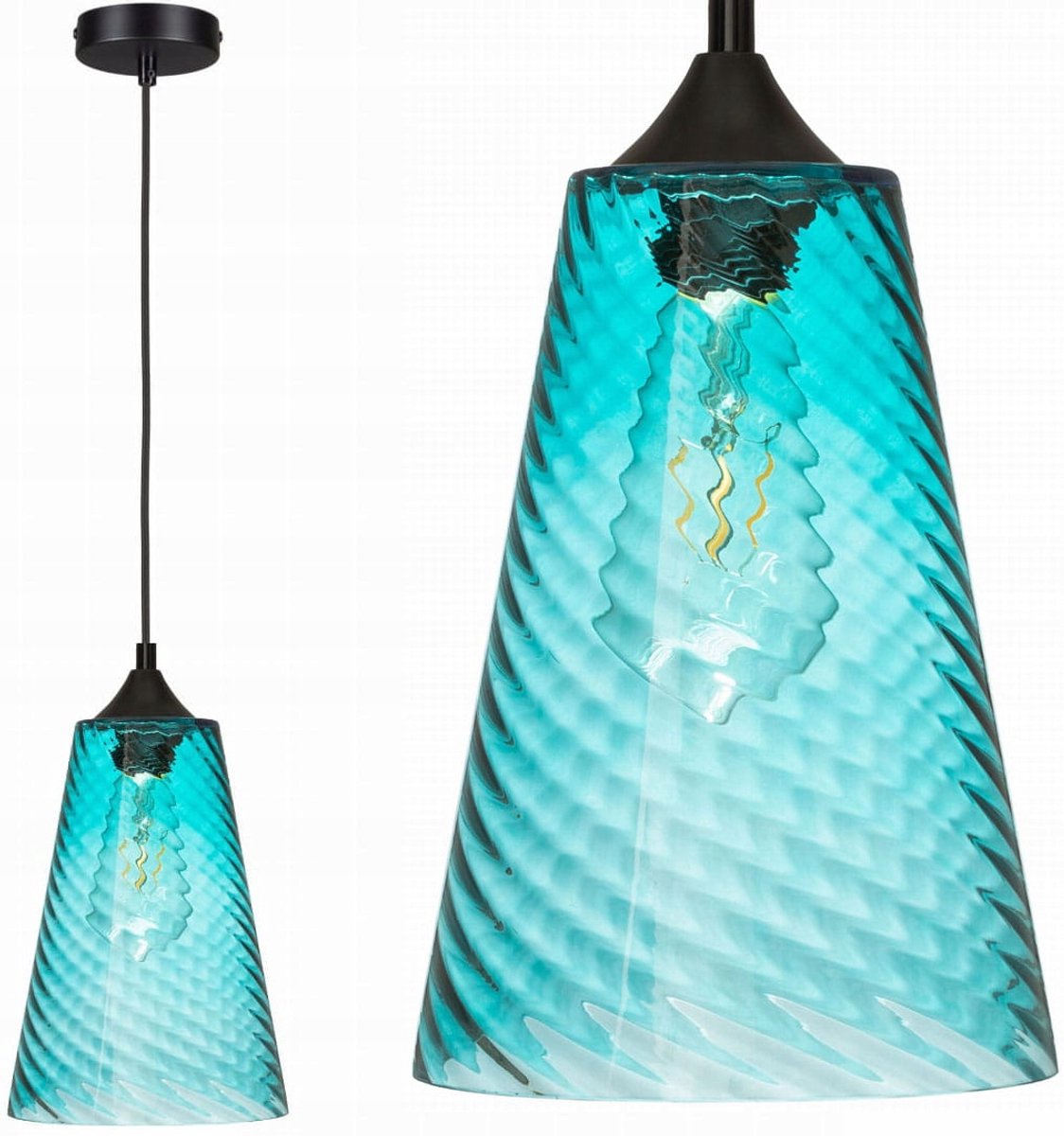 Glazen Hanglamp Cone Blauw VELA - Modern Design