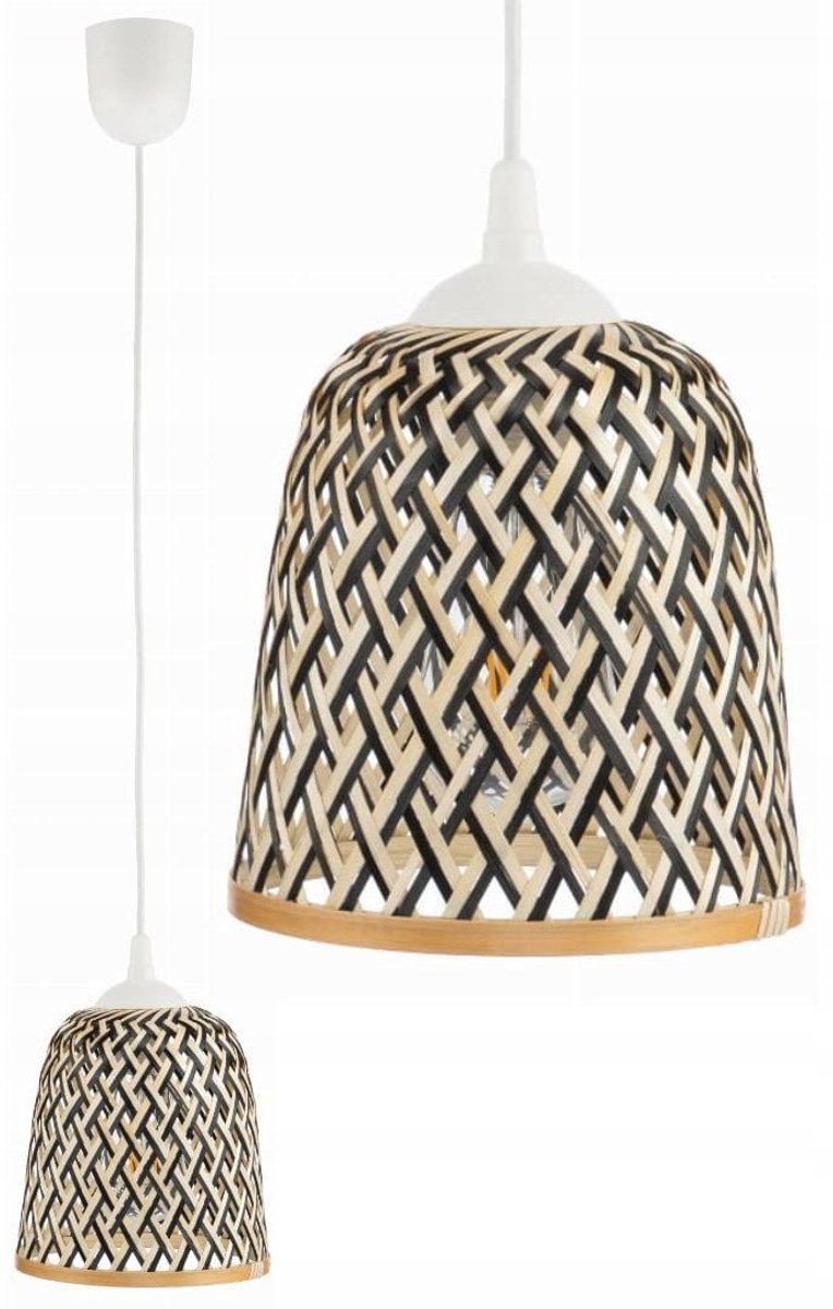 Kleine Bamboe Hanglamp Boho - Zwart/Beige - E27 Fitting
