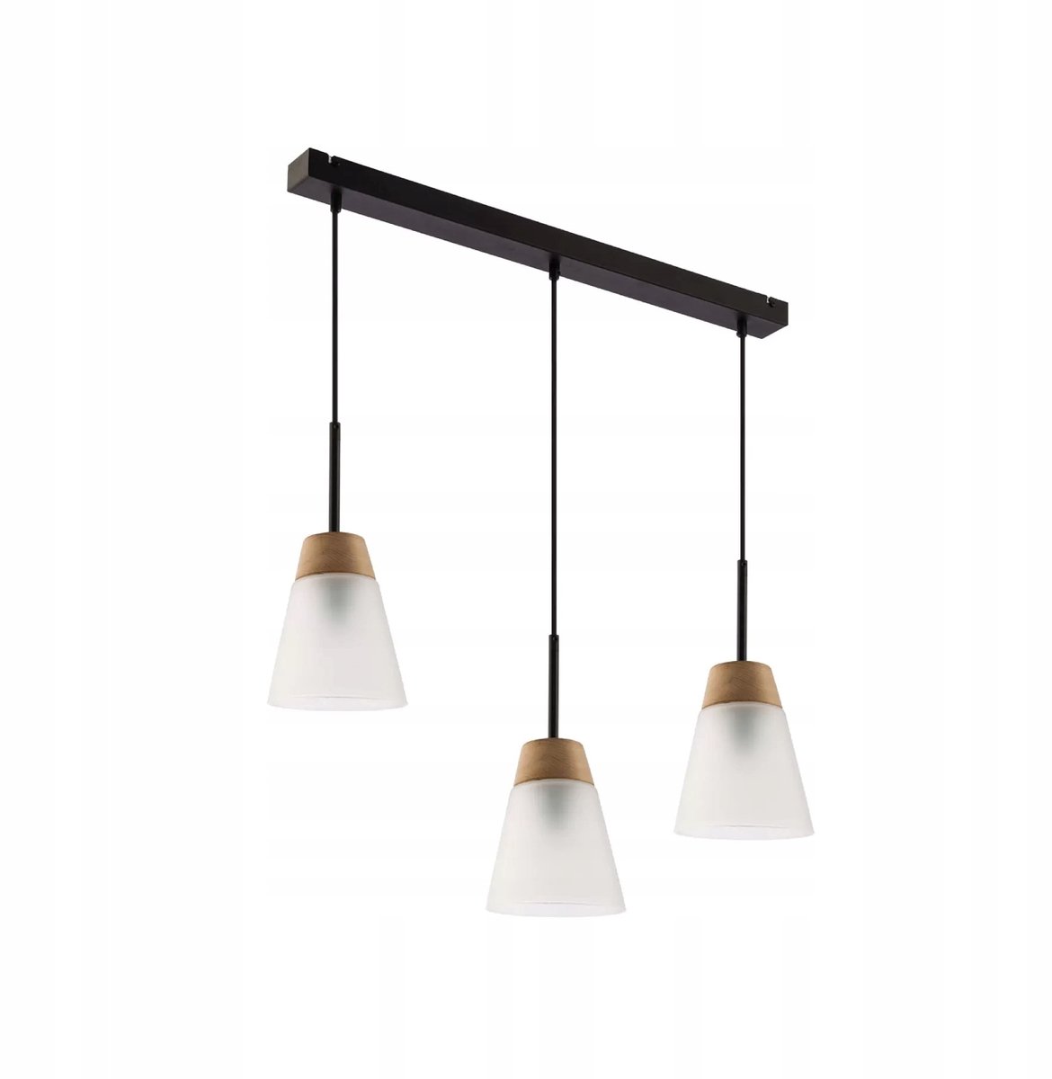 DOMINO Moderne Hanglamp 3-Lichts Mat Glas Natuurlijk Hout