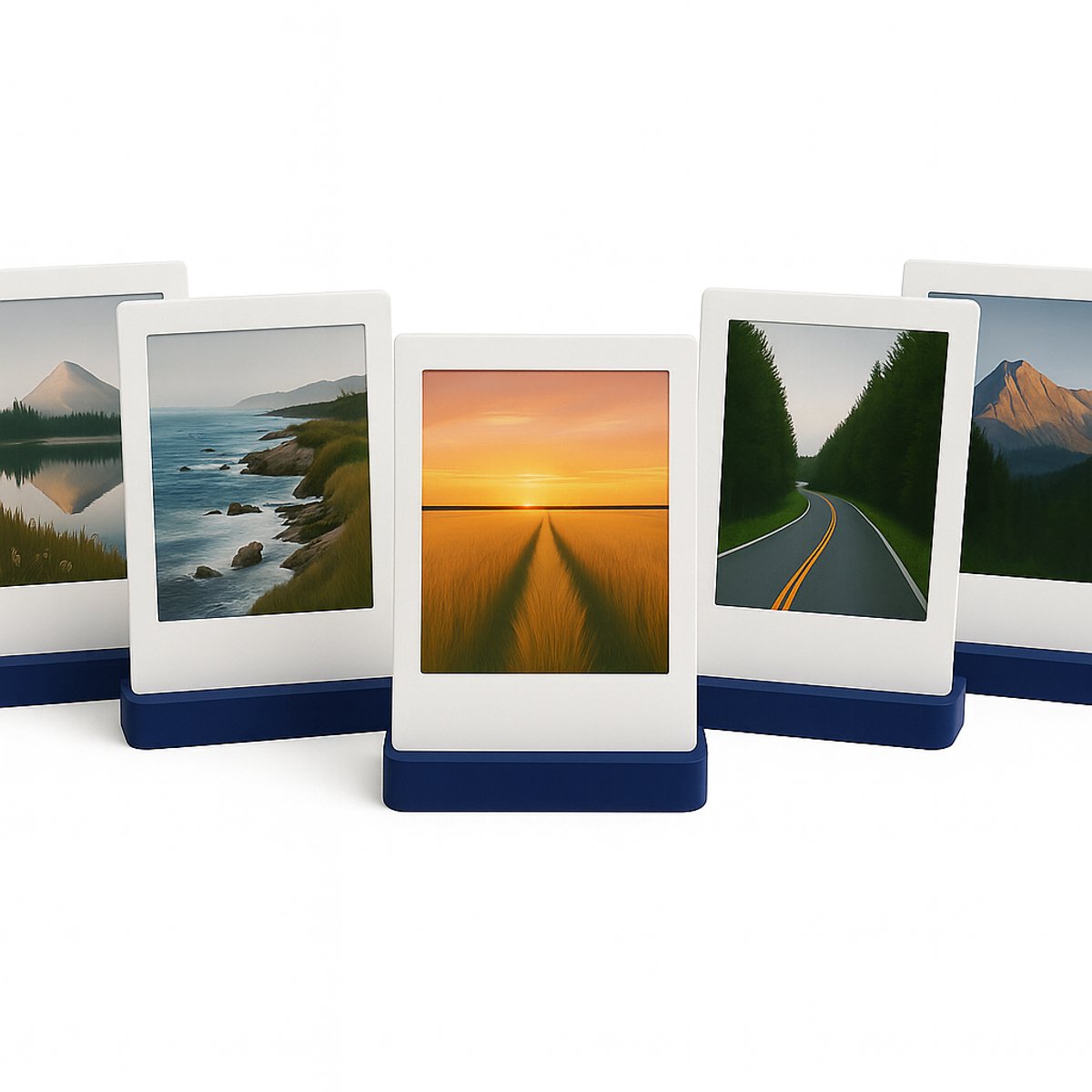 Polaroid Fotohouder Blauw – Set van 5 Universele Instax Mini / Square / Wide & Polaroid Foto’s – Fotostandaard – Blauw