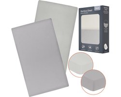 Lionelo Bamboe Hoeslaken 60x120cm - 2 stuks - voor Babymatras in Ledikant en Reisbedje - Universeel Passend, Zachte Materiaal, Elastiek, Ademend, Huidvriendelijk - Baby bed matras laken voor campingbedje Stefi, Stefi Plus, Sven - 118×60x10 cm