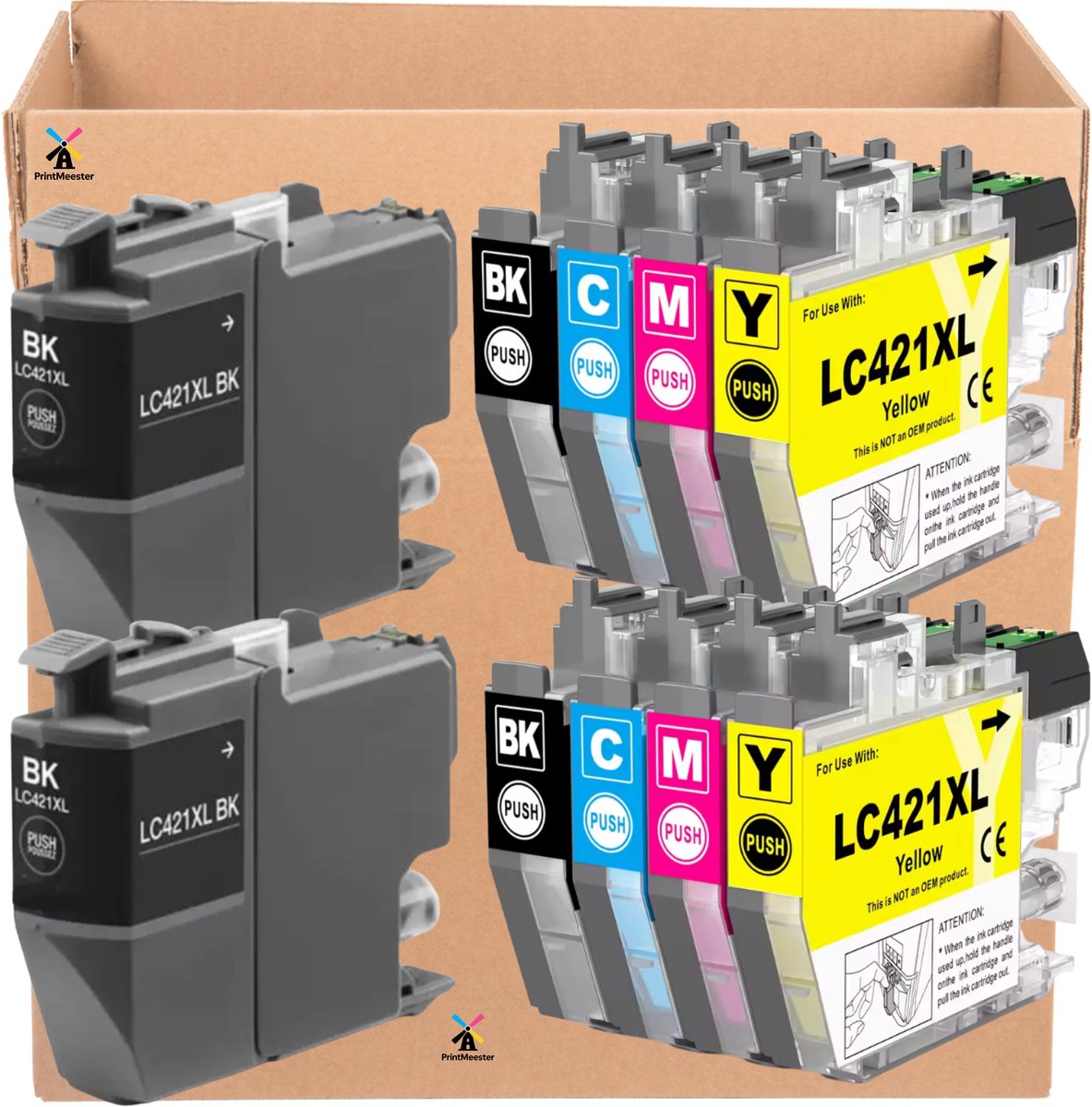Image of 10 compatibele Inktcartridges voor Brother LC421 LC421XL LC421 XL Brother DCP-J1050DW / DCP-J1140DW / MFC-J1010DW GROTE CAPACITEIT XL (4+2+2+2) LC-421XL LC-421 XL
