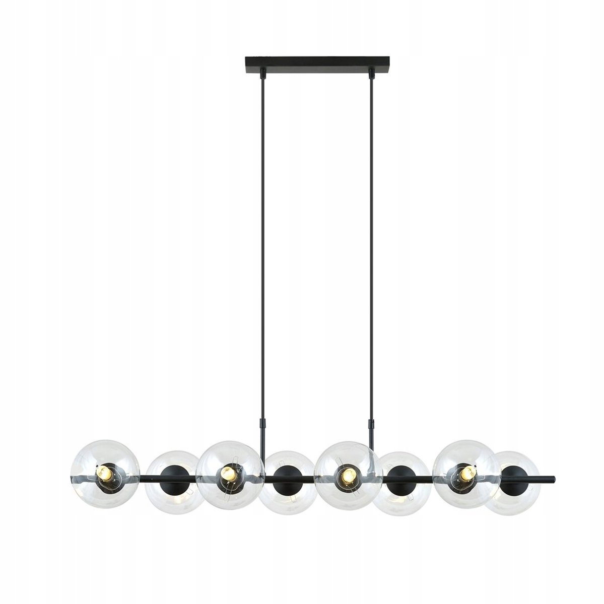 Emibig RORY 8 Transparante Hanglamp Zwart - Staal & Glas