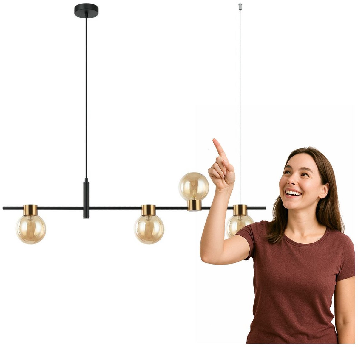 BLETTER Hanglamp Zwart Amber 4-Lichts G9 Modern