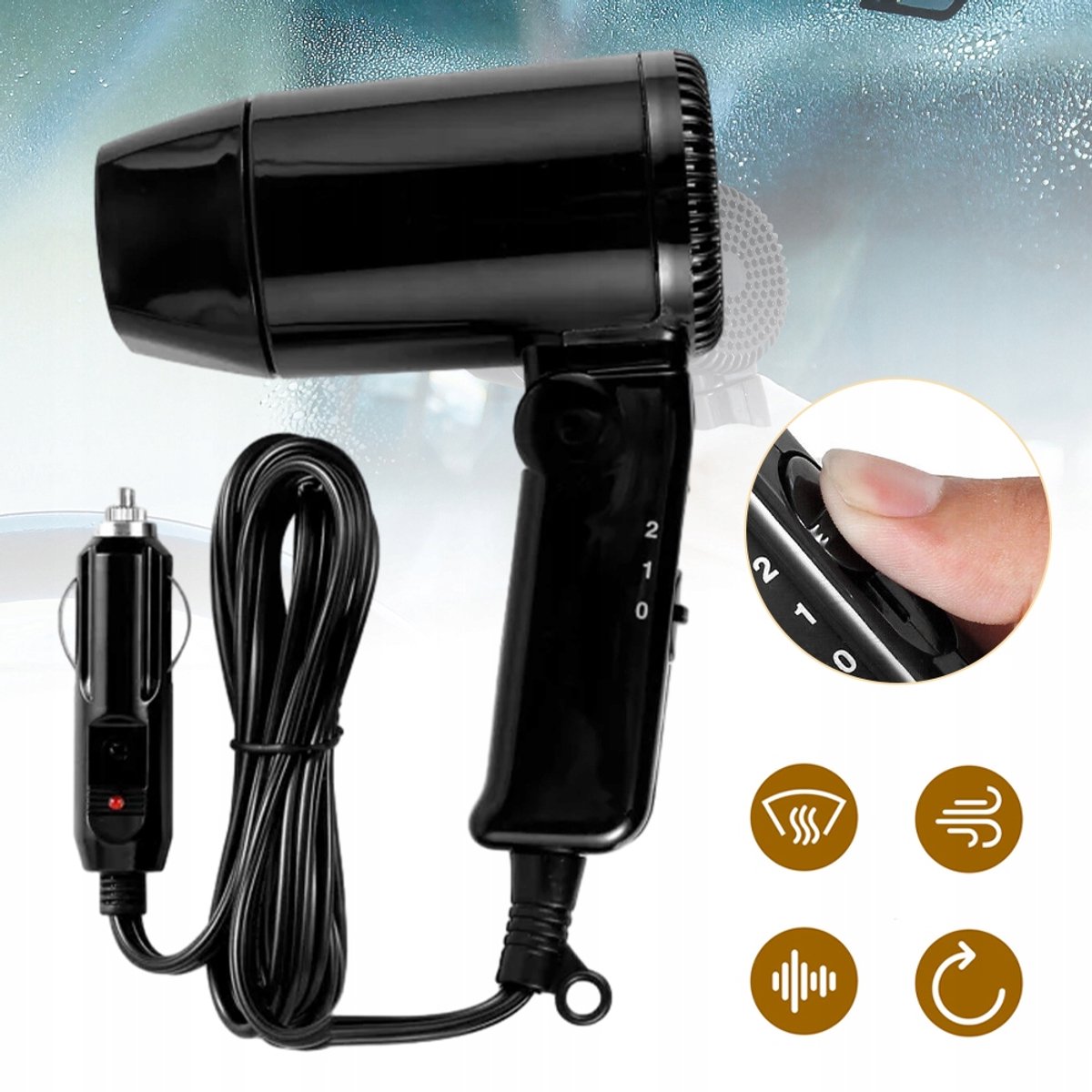 Auto RV 12V Draagbare Reisföhn Opvouwbaar Warme en Koude Lucht - Auto - €35,99