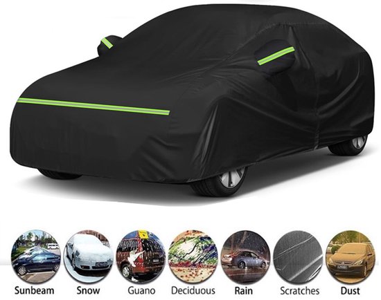 Housse de voiture imperméable pour SUV, Protection extérieure en tissu Oxford anti-UV, anti-poussière et imperméable, idéale pour le remisage hivernal en extérieur. Dimensions : 510 x 190 x 145 cm , Zwart .