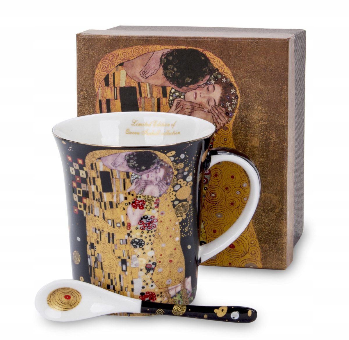 Merkloos Porselein Mok met Lepel, Kunst Design, Cadeauset