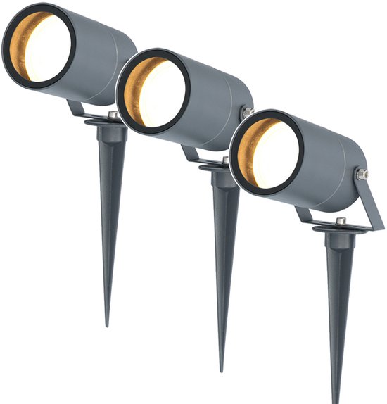 HOFTRONIC 3x HOFTRONIC Spikey - Tuinspot voor buiten - LED - Antraciet - 6000K Daglicht wit - Waterdicht - 5 Watt - Voor het uitlichten van planten/struiken en bomen