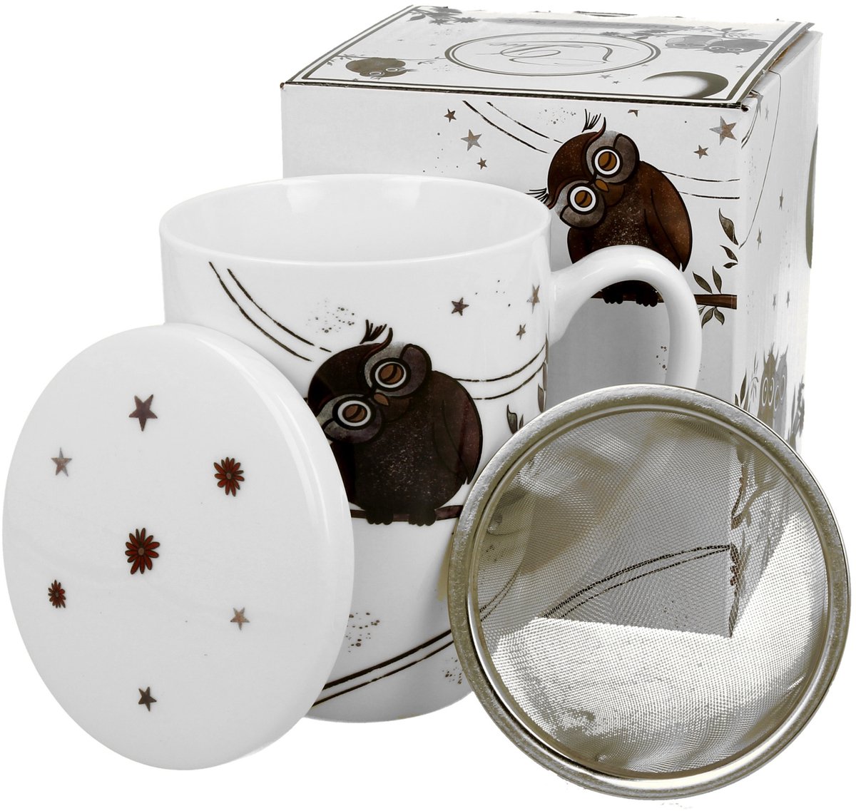 Charmante Uil Mok met Zetgroep - 350 ml - Porselein