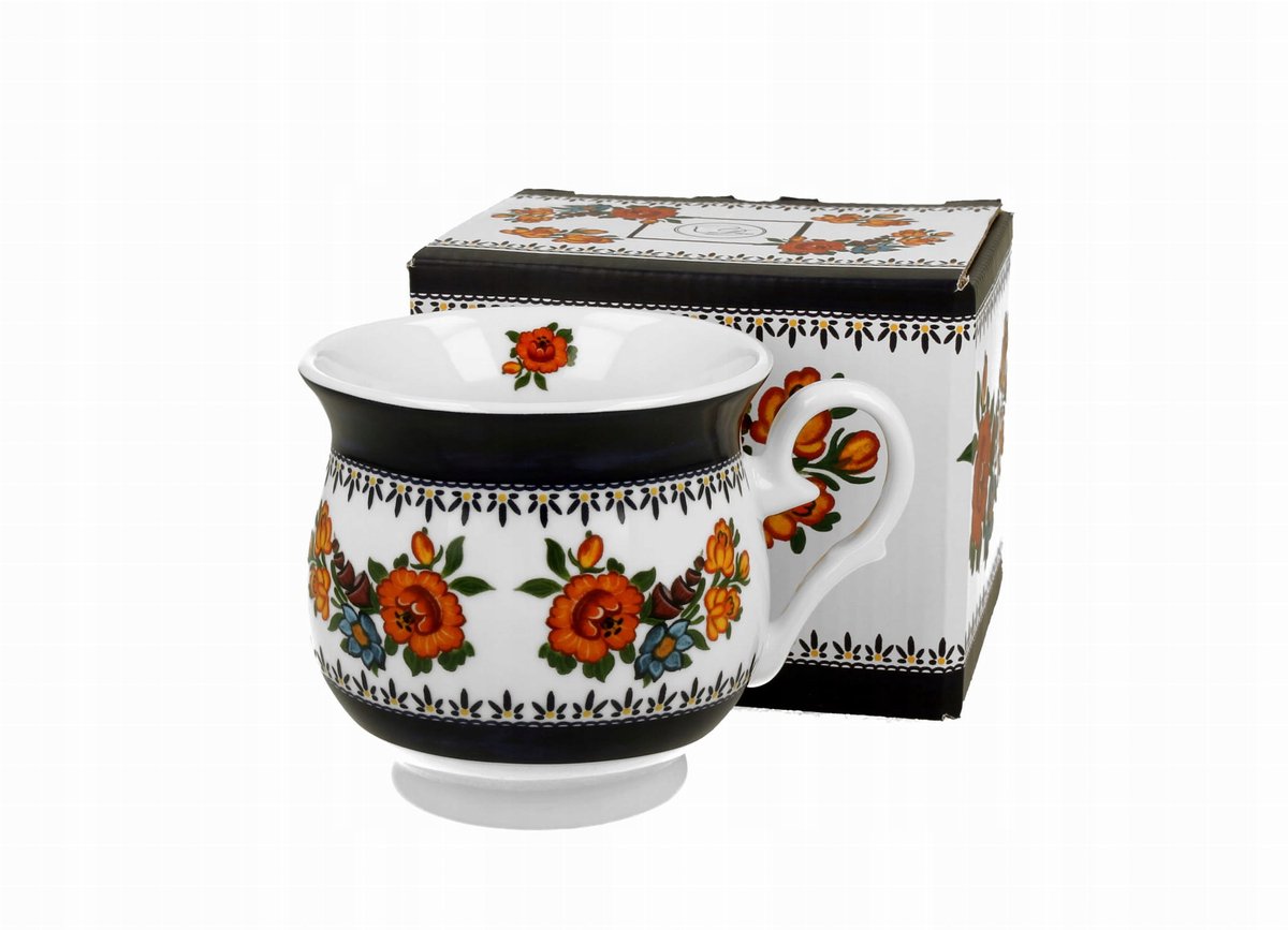 Retro Mok INDIGO 2 - 530 ml Porselein met bloemmotief