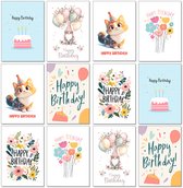 Wenskaarten + Enveloppen 12 stuks – Dubbele Kaart van Stevig Papier – Wenskaart / Wenskaarten Blanco (Wenskaarten Zonder Tekst) – Wenskaarten Verjaardag – Verjaardagskaart – Verjaardagskaarten met Envelop – Inclusief Kraft Enveloppen – Set B