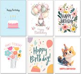 Wenskaarten + Enveloppen 6 stuks – Dubbele Kaart van Stevig Papier – Wenskaart / Wenskaarten Blanco (Wenskaarten Zonder Tekst) – Wenskaarten Verjaardag – Verjaardagskaart – Verjaardagskaarten met Envelop – Inclusief Kraft Enveloppen – Set B