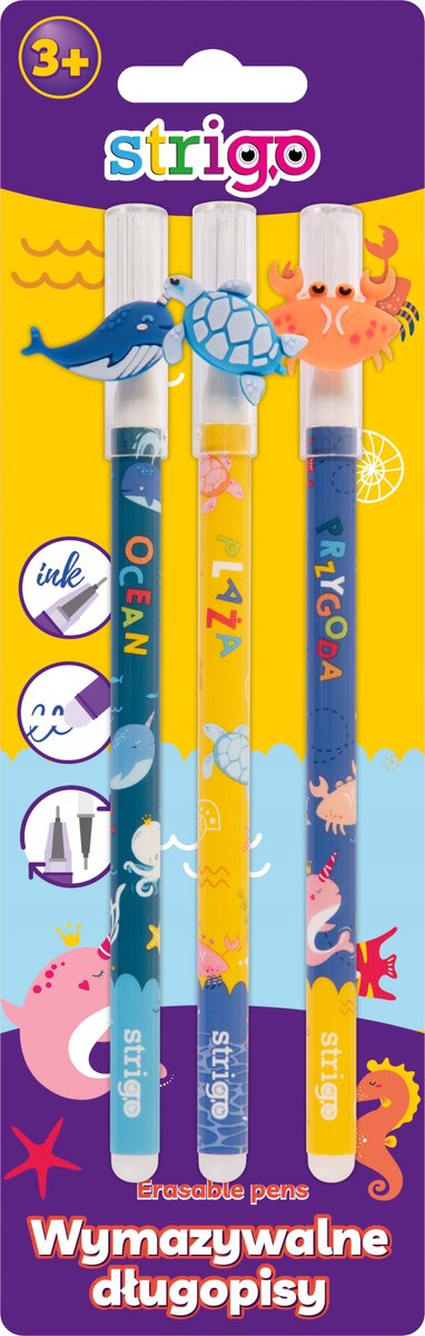 Strigo Uitwisbare Blauwe Penen Set - 3 Stuks