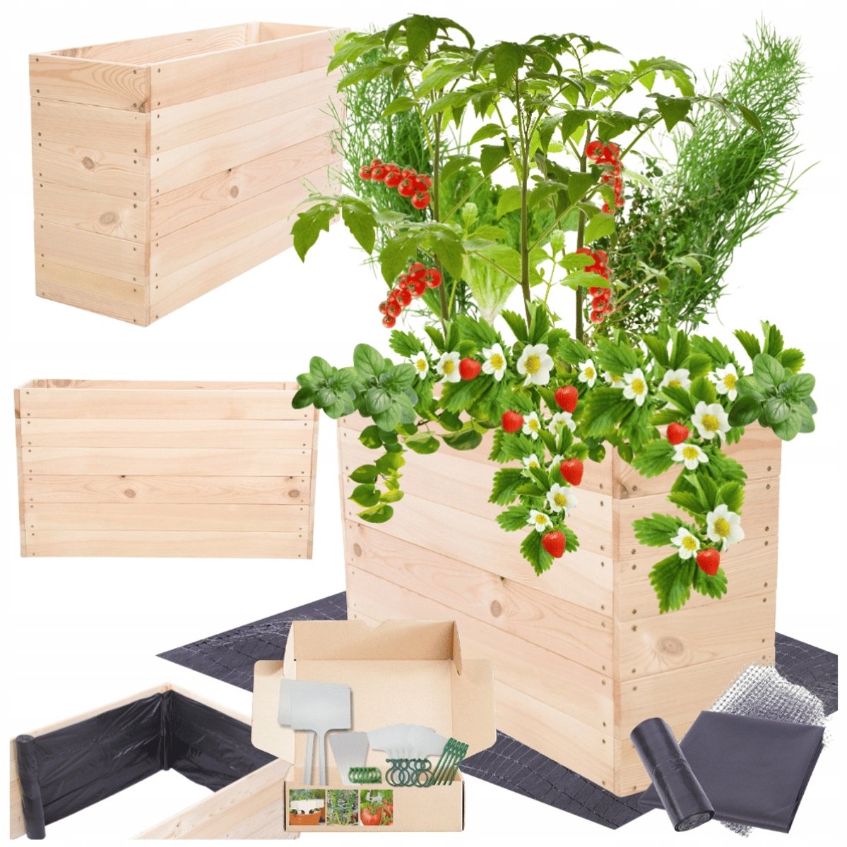 Verhoogd Bed voor Groenten & Kruiden 54x103x30 cm - Houten Kweekbak