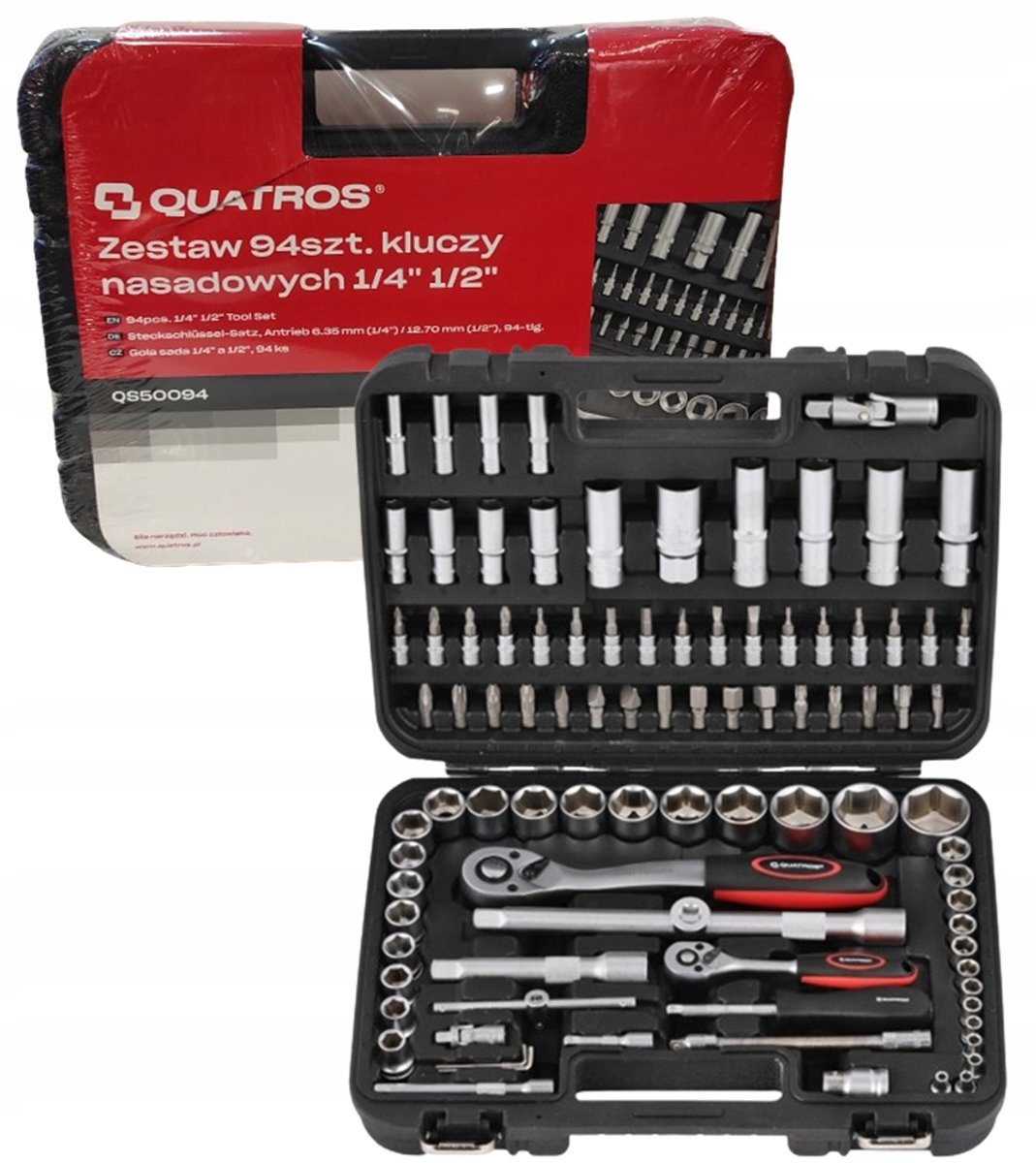 Quatros 94-delige Doppenset 1/4" & 1/2" - Compleet Gereedschap