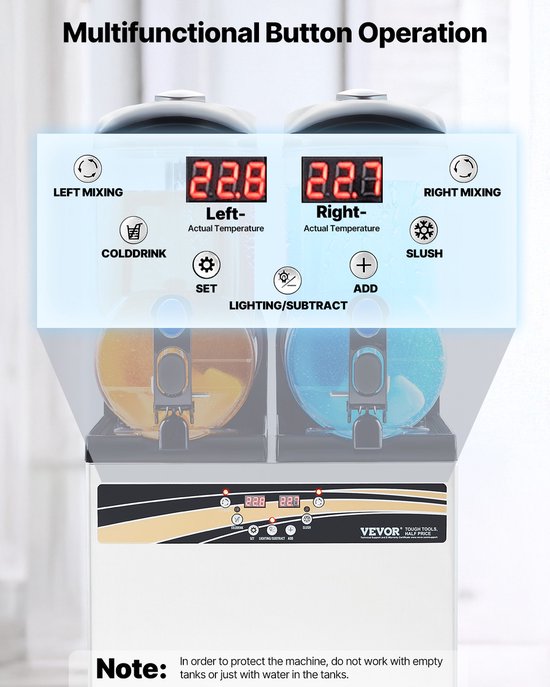 VEVOR Commerciële Slushy Machine 15Lx2 Margarita Smoothie Bevroren Drankmaker van Vevor — afbeelding 5