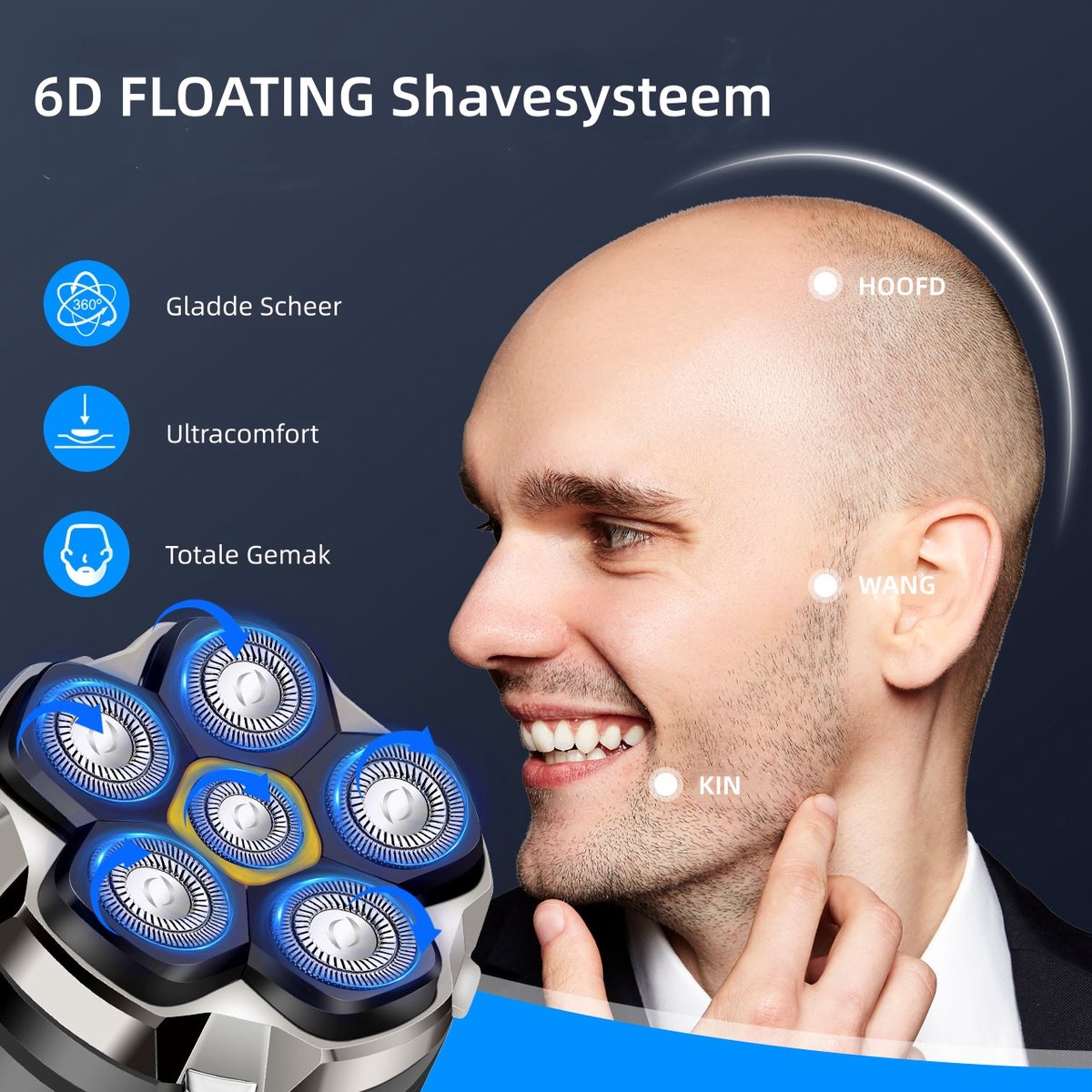 SOLIMPIA Elektrisch Scheerapparaat 6D Zwevende Scheerkoppen - afbeelding 3