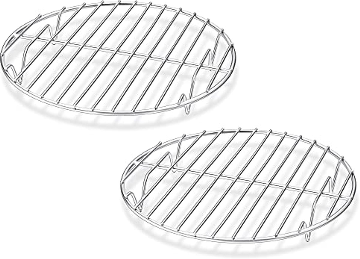 Set van 2 roestvrijstalen ronde koelroosters - 19,4 cm