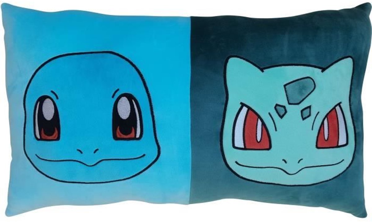 Dubbelzijdig kussen - Vierkant - POKEMON - Pikachu en Starter - Microvezel - 60 x 40 cm