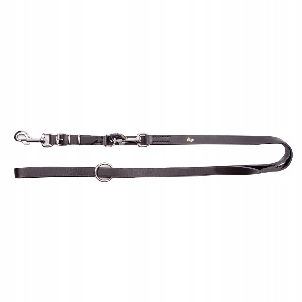 Dingo Verstelbare Leren Hondensnoer SOFT 1,5x220cm Zwart