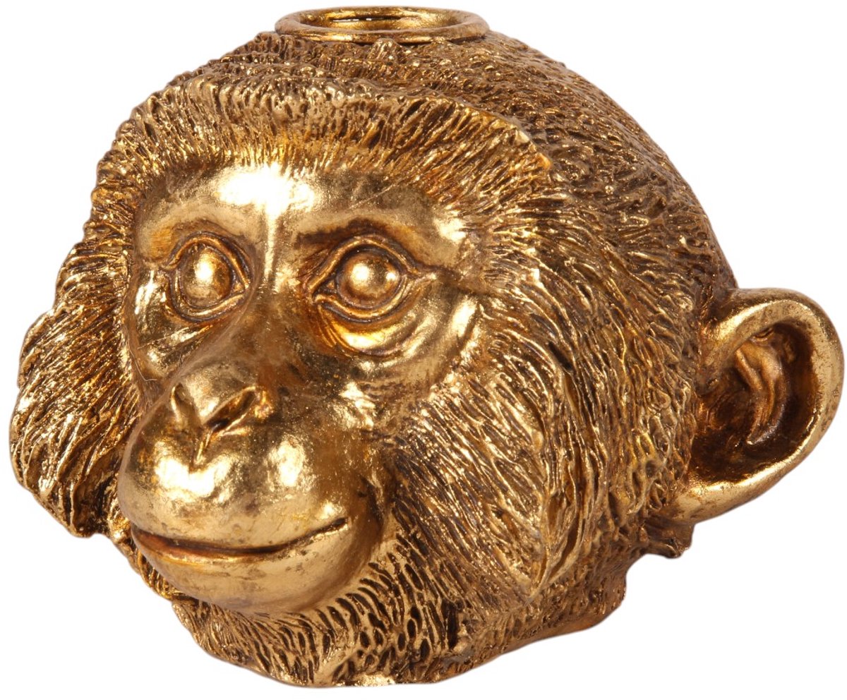 Baroque Kandelaar - Kandelaar Aap 9 cm - Goud - Resin - 10.5x11.5x9 - Polyresin Gold